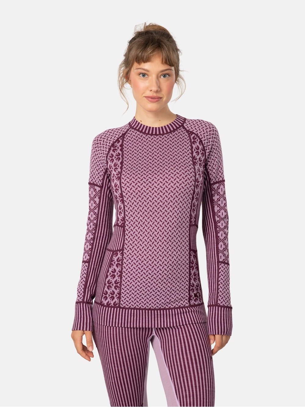 KARI TRAA SMEKKER wool LONG SLEEVE BASELAYER size L purple